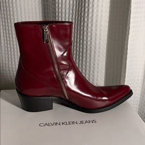 Calvin Klein patent boots